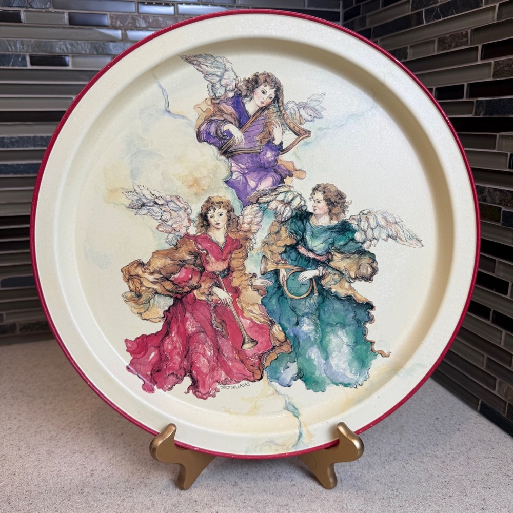 Vintage 1993 Potpourri Press Christina Ladas Musical Angels Metal Serving Tray